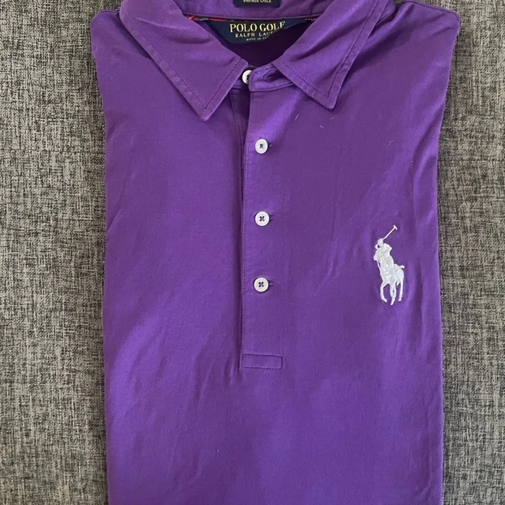 Ralph Lauren Polo Golf Vintage Lisle Short Sleeve Shirt Mens XL Purple - Picture 11 of 11
